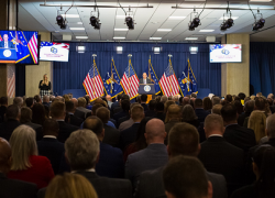 Secretary Scalia delivers opening remarks at the HIRE Vets Medallion Award ceremony on Nov. 6, 2019.