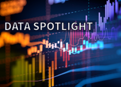 Text "Data spotlight" sits in front of a stock market bar graph.