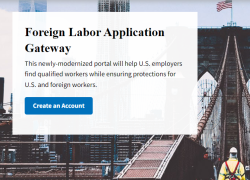 Screenshot of the flag.dol.gov website for foreign labor certification