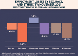 Chart: Employment losses by sex, race &amp; ethnicity: Nov. 2021, relative to Feb. 2020