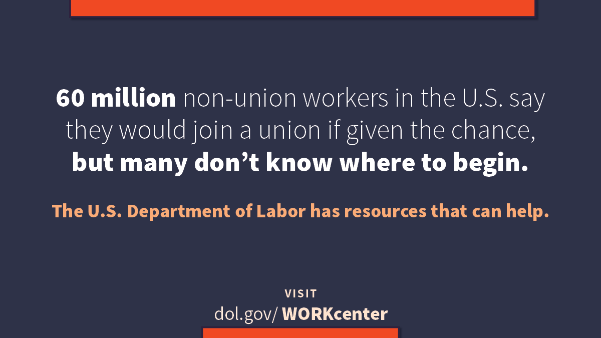 60 million non-union workers in the U.S. say they would join a union if given the chance, but many don't know where to begin. The U.S. Department of Labor has resources to help.