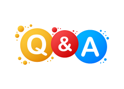Colorful text that says "Q and A"