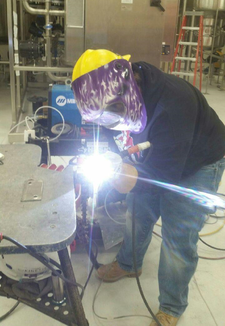 Regina welding on the job Ginger welding on the job