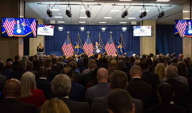 Secretary Scalia delivers opening remarks at the HIRE Vets Awards ceremony on Nov. 6, 2019.