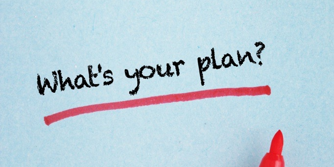 A pen scribbles the words, "What's your plan?"