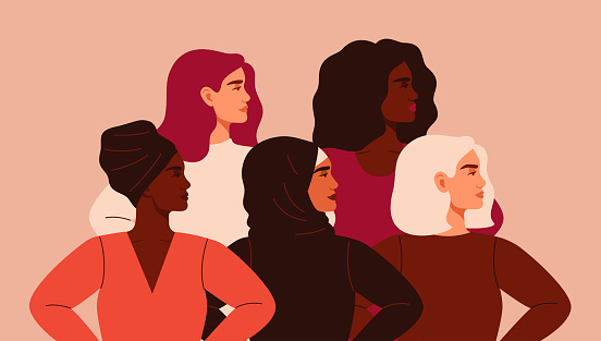 Illustrated silhouettes of diverse women