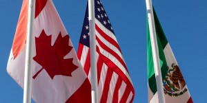 Flags of Canada, the U.S. and Mexico