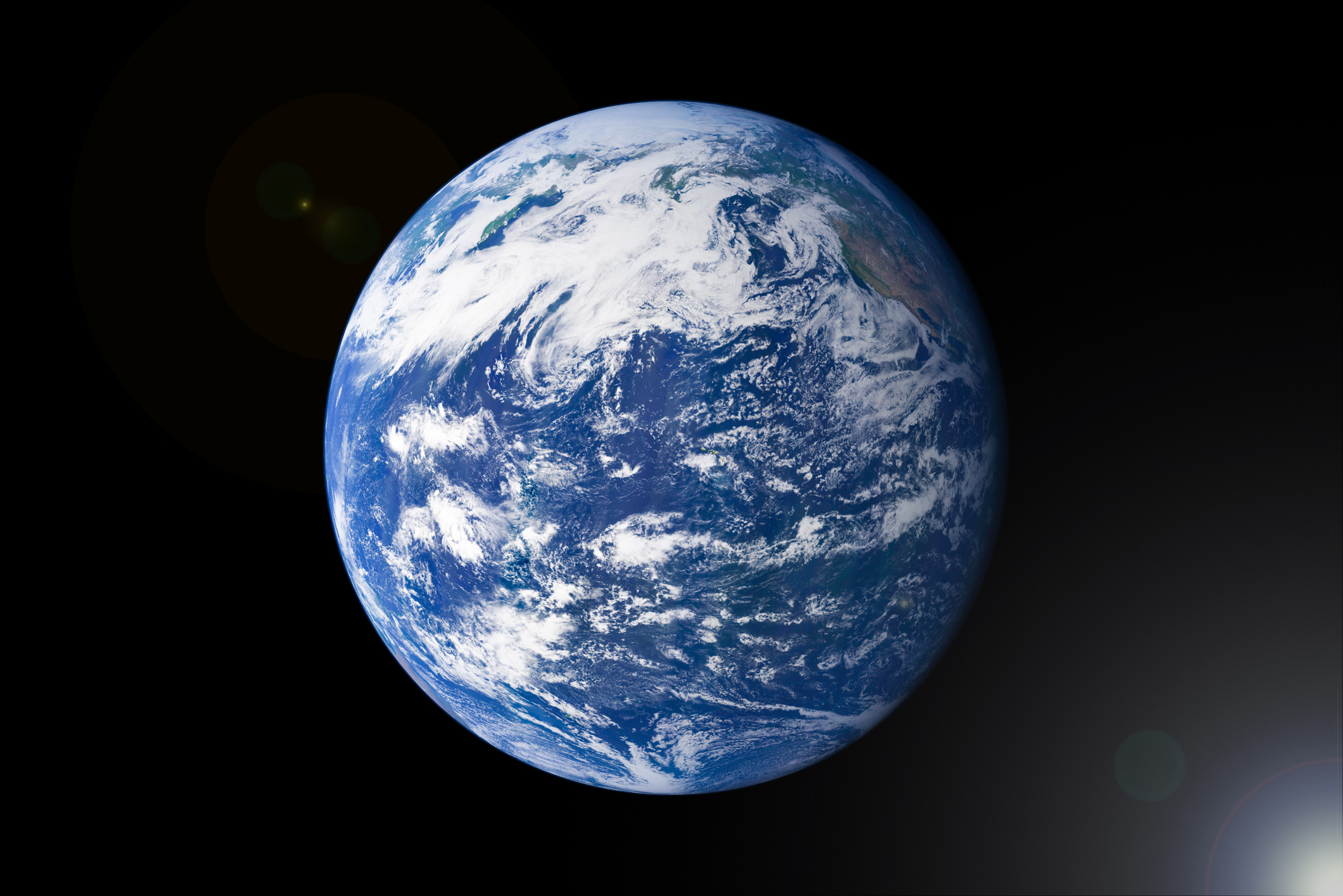 Detailed earth globe photo with white clouds, Isolated planet earth on an black background