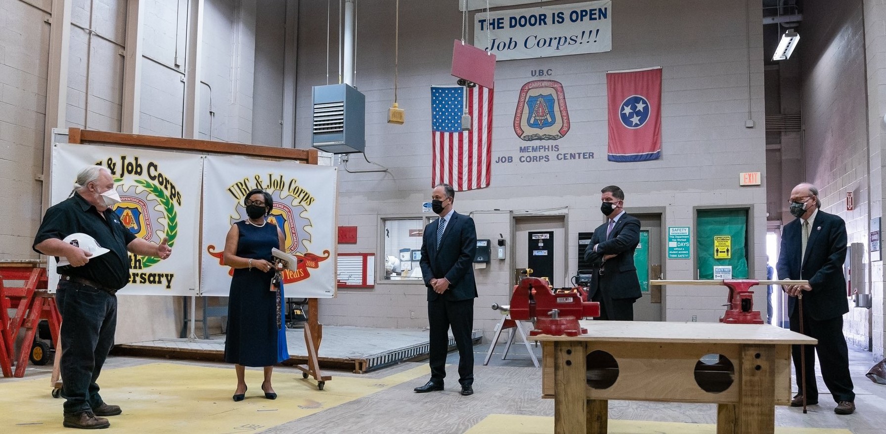 Secretary Walsh and First Gentleman Douglas Emhoff visit a Job Corps Center in Memphis, TN.