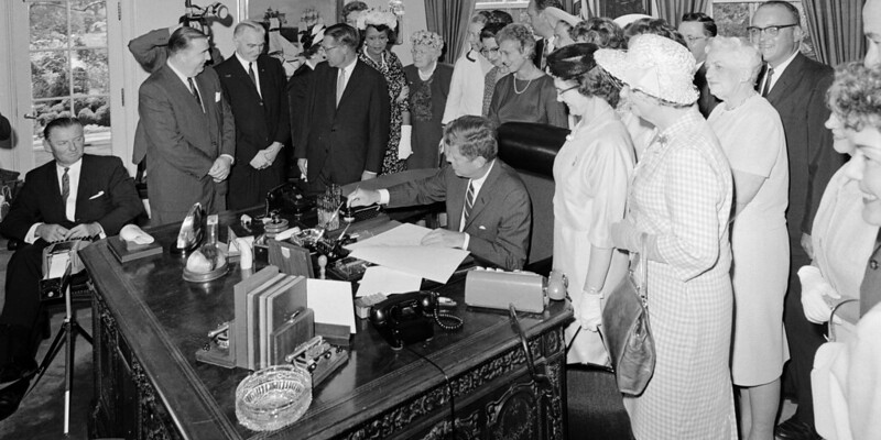 President Kennedy signs the Equal Pay Act -historic equal pay signing