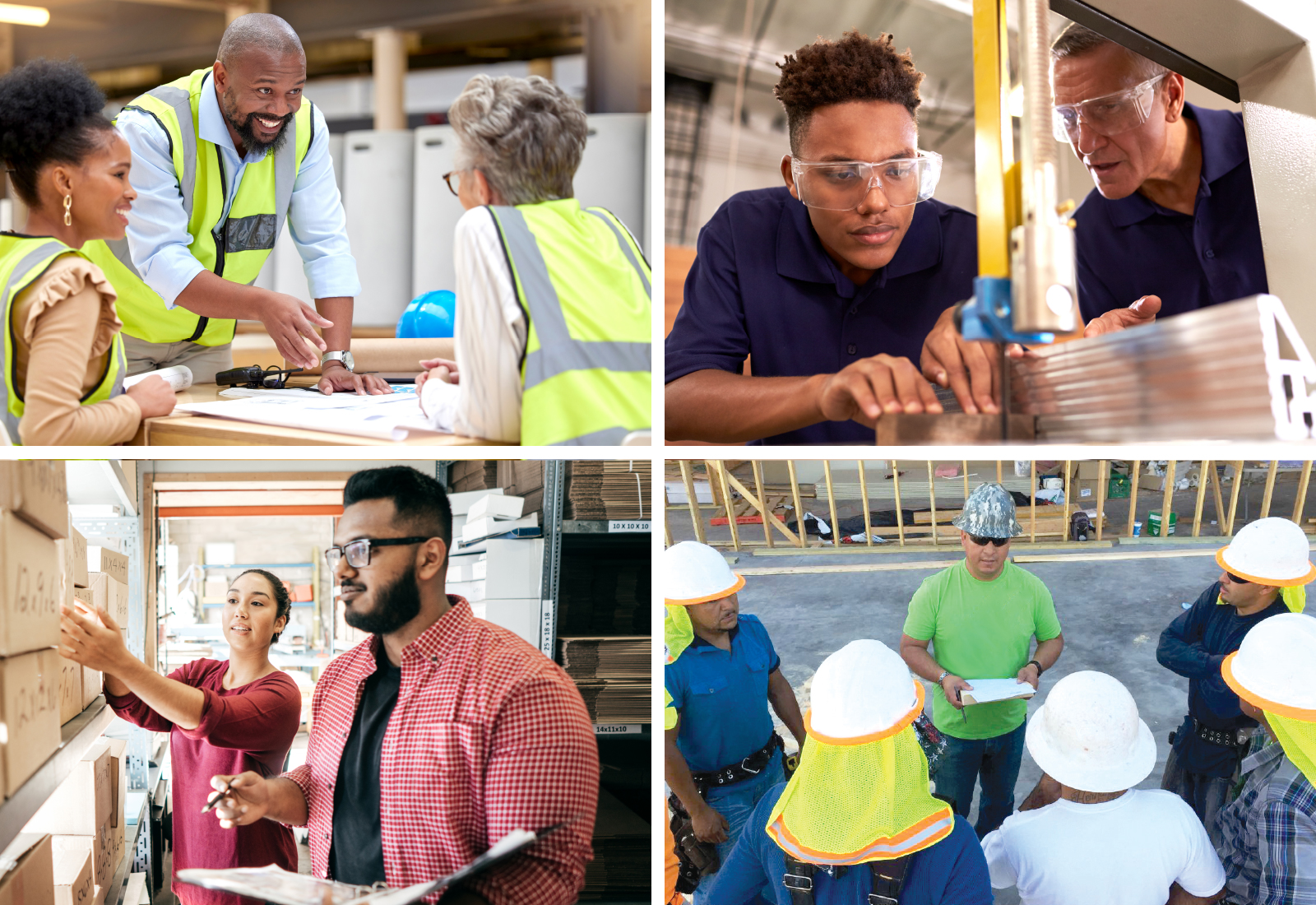 Collage de trabajadores y empleadores en el lugar de trabajo