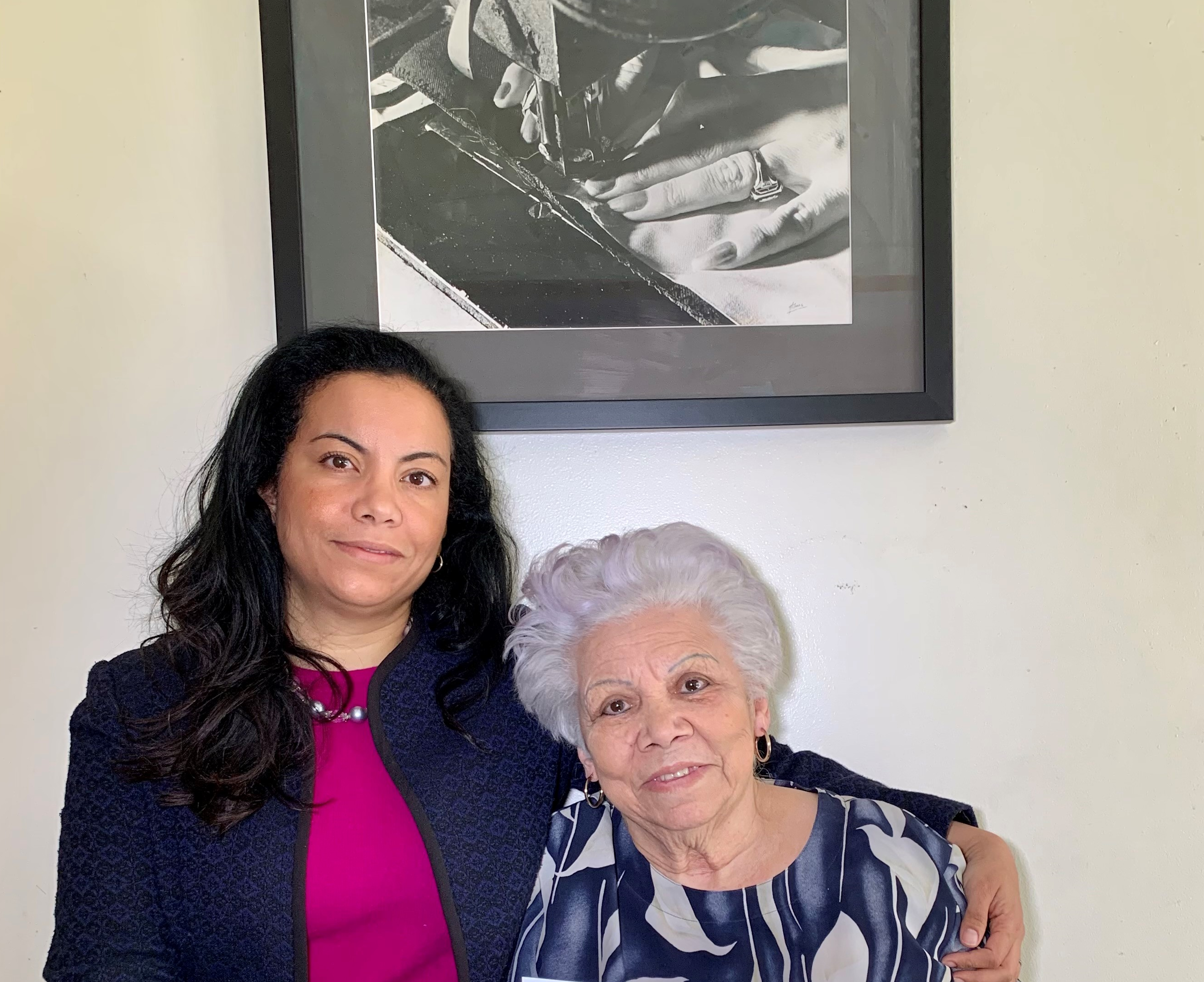 Analilia Mejia and her mother, Luz Mejia, a retired garment worker.