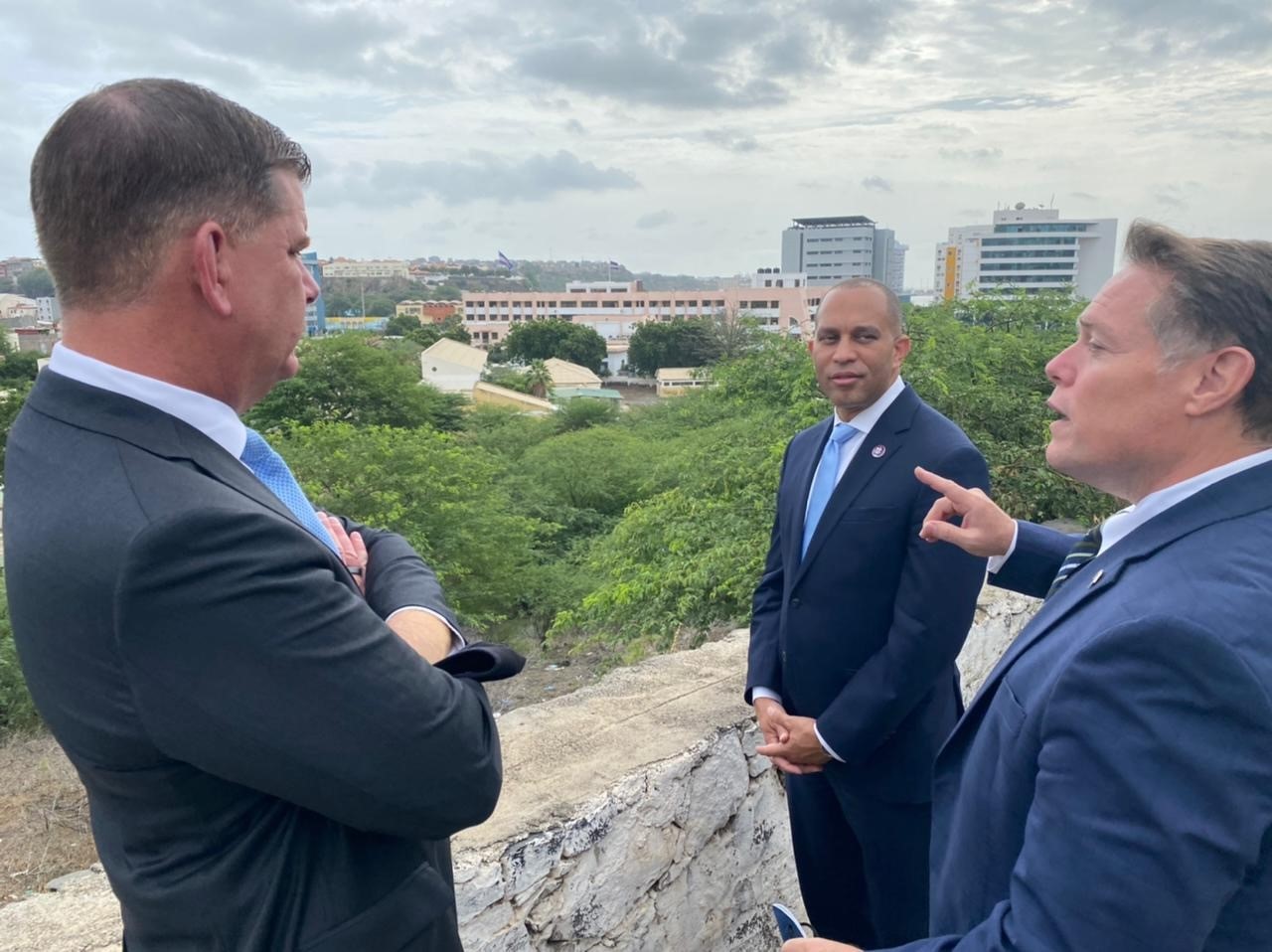 From left to right: Secretary Marty Walsh, Congressman Hakeem Jeffries and Ambassador Jeff Daigle