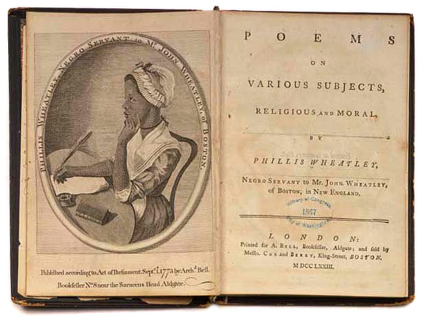 An engraving of poet Phillis Wheatley from her book, Poems on Various Subjects, Religious and Moral. 