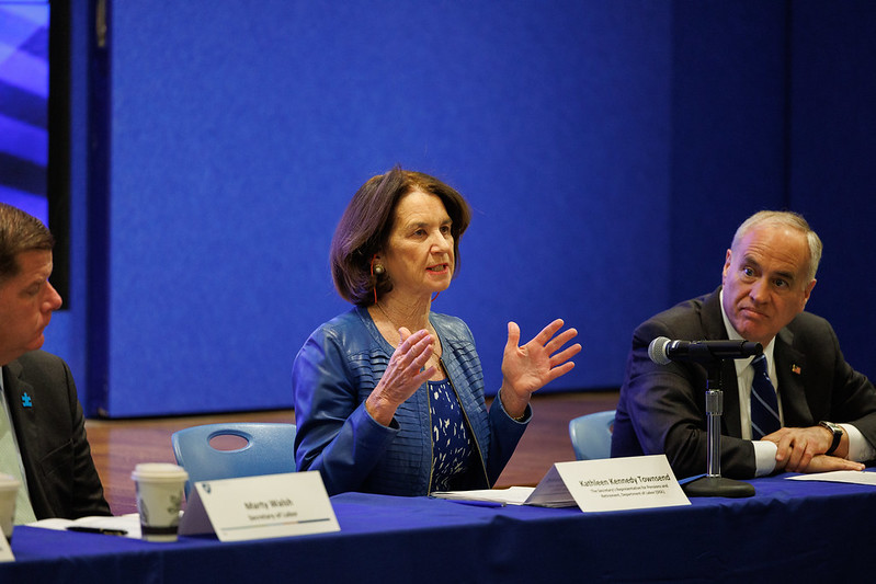 An image of Kathleen Kennedy Townsend speaking at a roundtable.