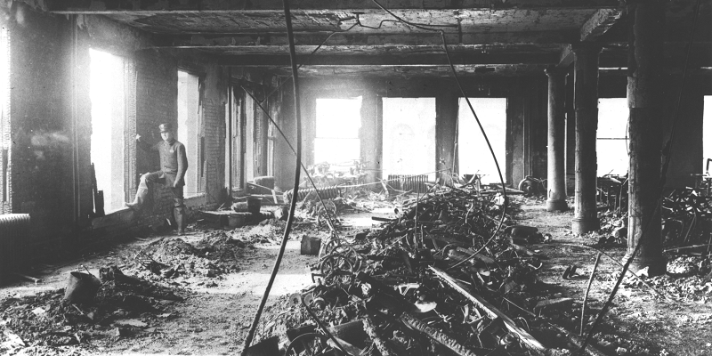 The interior of the Triangle Shirtwaist Factory following the deadly fire.