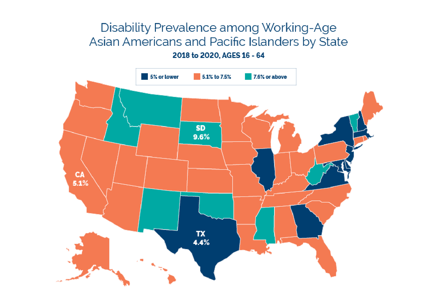 Disability Prevalence among Working-Age Asian Americans and Pacific Islanders by State 