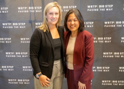 Acting Secretary of Labor Julie Su with Kilah Engelke in Milwaukee, Wisconsin.