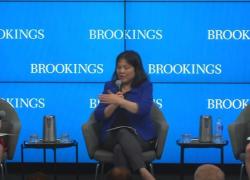 Deputy Secretary Julie Su speaks during a panel discussion at the Brookings Instituion.