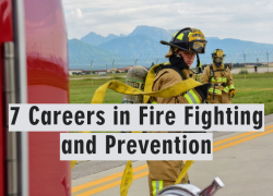 7 Careers in Fire Fighting and Prevention. Image of a female firefighter credit: DVIDS/U.S. Air Force.