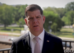 A still from a video recorded by Secretary Marty Walsh