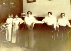 Maggie Lena Walker (second from right) with four accountants employed by the Independent Order of Saint Luke. Image courtesy of National Park Service