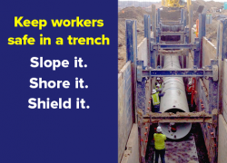 Keep workers safe in a trench: Slope it. Shore it. Shield it.