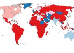 A map showing where Labor Day is celebrated around the world.