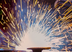 Sparks from welding