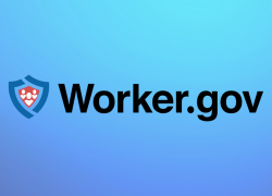 worker.gov logo on a blue background