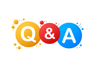 Colorful text that says "Q and A"