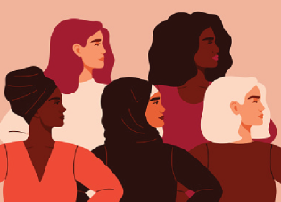 Illustrated silhouettes of diverse women