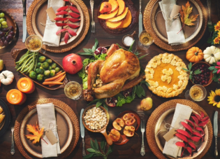 A table full of holiday dishes and treats