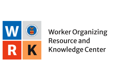 The Worker Organizing Resource and Knowledge Center logo, featuring the letters of “work” in stacked in four boxes. The ‘O’ is the Labor Department seal.